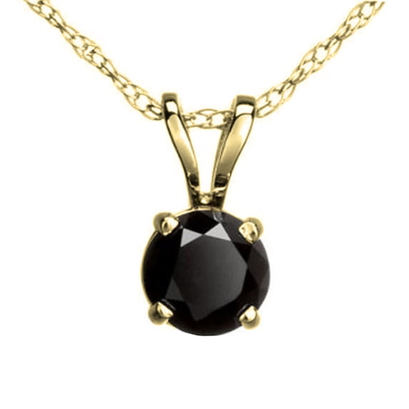 Dazzlingrock Collection Round Black Diamond Solitaire Pendant for Women with 18 Inch Gold Chain (0.75 ctw, Color Black, Clarity Opaque) in 18K Yellow Gold