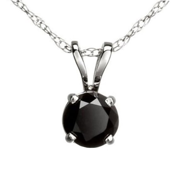 Dazzlingrock Collection Round Black Diamond Solitaire Pendant for Women with 18 Inch Silver Chain (0.75 ctw, Color Black, Clarity Opaque) in 10K White Gold