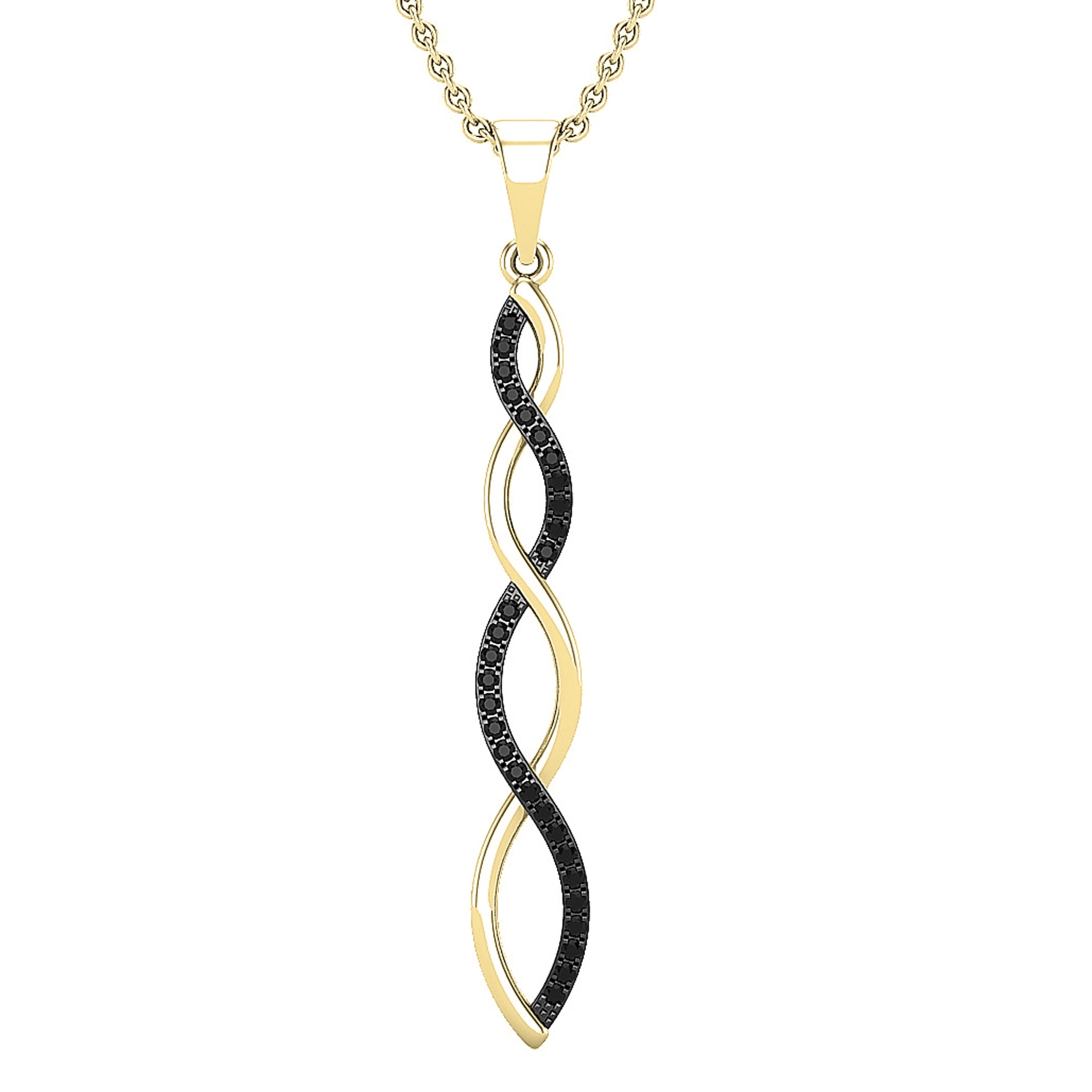 Dazzlingrock Collection Round Black Diamond Swirl Infinity Pendant for Women with 18 Inch Gold Chain (0.20 ctw, Color Black, Clarity Opaque) in 10K Yellow Gold
