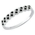 thumbnail image 1 of Dazzlingrock Collection Round Black Diamond Wave Style Stackable Wedding Band for Women (0.18 ctw, Color Black, Clarity Opaque) in 10K White Gold, Size 9.5, 1 of 4