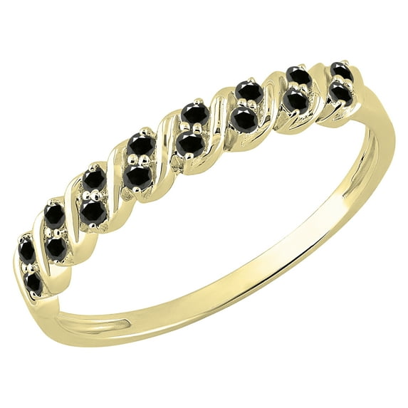 Dazzlingrock Collection Round Black Diamond Wave Style Stackable Wedding Band for Women (0.18 ctw, Color Black, Clarity Opaque) in 18K Yellow Gold, Size 5.5