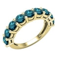 thumbnail image 1 of Dazzlingrock Collection Round Blue Diamond Anniversary Wedding Band for Women (2.05 ctw, Color Blue, Clarity I2-I3) in 14K Yellow Gold, Size 6.5, 1 of 4