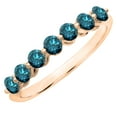 thumbnail image 1 of Dazzlingrock Collection Round Blue Diamond Bridal 7 Stones Stackable Wedding Band for Women (0.50 ctw, Color Blue, Clarity I2-I3) in 18K Rose Gold, Size 9.5, 1 of 6