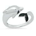 thumbnail image 1 of Dazzlingrock Collection Round Blue Diamond Bridal Dolphin Bypass Right Hand Ring for Women (0.05 ctw, Color Blue, Clarity I2-I3) in 925 Sterling Silver, Size 4, 1 of 5