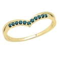 thumbnail image 1 of Dazzlingrock Collection Round Blue Diamond Chevron Wedding Band for Women (0.15 ctw, Color Blue, Clarity I2-I3) in 10K Yellow Gold, Size 7.5, 1 of 5