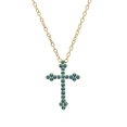 thumbnail image 1 of Dazzlingrock Collection Round Blue Diamond Cross Pendant for Women with 18 Inch Gold Chain (0.25 ctw, Color Blue, Clarity I2-I3) in 10K Yellow Gold, 1 of 4