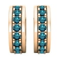 thumbnail image 1 of Dazzlingrock Collection Round Blue Diamond Huggies Hoop Earrings for Women (1.45 ctw, Color Blue, Clarity I2-I3) in 18K Rose Gold, 1 of 4