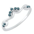 thumbnail image 1 of Dazzlingrock Collection Round Blue Diamond Leaf Design Curved Fashion Wedding Band for Women (0.13 ctw, Color Blue, Clarity I2-I3) in 18K White Gold, Size 7.5, 1 of 5