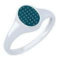 thumbnail image 1 of Dazzlingrock Collection Round Blue Diamond Micropave Oval Shape Engagement Ring for Women (0.12 ctw, Color Blue, Clarity I2-I3) in 925 Sterling Silver, Size 5.5, 1 of 1