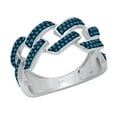 thumbnail image 1 of Dazzlingrock Collection Round Blue Diamond Out Bling Cuban Link Band Ring for Women (0.42 ctw, Color Blue, Clarity I2-I3) in 925 Sterling Silver, Size 6.5, 1 of 4
