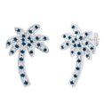 thumbnail image 1 of Dazzlingrock Collection Round Blue Diamond Palm Tree Pushback Stud Earrings for Women (0.30 ctw, Color Blue, Clarity I2-I3) in 925 Sterling Silver, 1 of 3