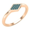 thumbnail image 1 of Dazzlingrock Collection Round Blue Diamond Rhombus Stackable Wedding Band for Women (0.05 ctw, Color Blue, Clarity I2-I3) in 10K Rose Gold, Size 7, 1 of 4