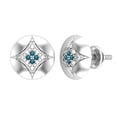 thumbnail image 1 of Dazzlingrock Collection Round Blue Diamond Rounded Kite Shape Screwback Stud Earrings for Women (0.05 ctw, Color Blue, Clarity I2-I3) in 925 Sterling Silver, 1 of 4