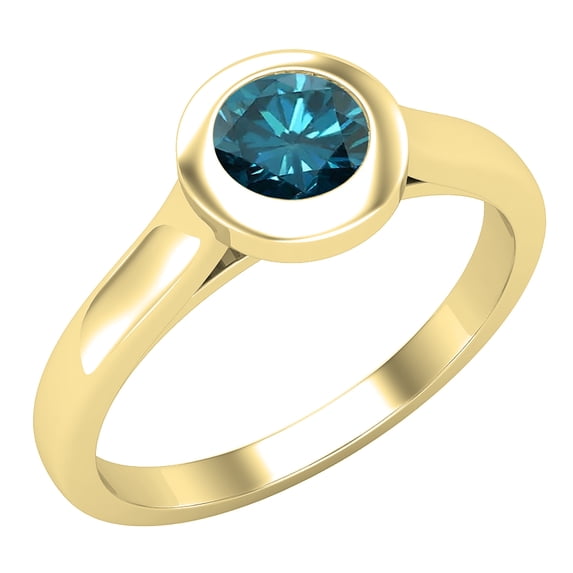 Dazzlingrock Collection Round Blue Diamond Solitaire Engagement Ring for Women (0.50 ctw, Color Blue, Clarity I2-I3) in 18K Yellow Gold, Size 10