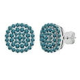 thumbnail image 1 of Dazzlingrock Collection Round Blue Diamond Triple Halo Cluster Pushback Stud Earrings for Women (0.95 ctw, Color Blue, Clarity I2-I3) in 14K White Gold, 1 of 4