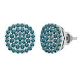 thumbnail image 1 of Dazzlingrock Collection Round Blue Diamond Triple Halo Cluster Screwback Stud Earrings for Women (0.95 ctw, Color Blue, Clarity I2-I3) in 10K White Gold, 1 of 4