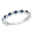 thumbnail image 1 of Dazzlingrock Collection Round Blue Sapphire 11 Stone Stackable Wave Band Ring for Women (Color Blue, Clarity Highly Included) in 925 Sterling Silver, Size 6.5, 1 of 4