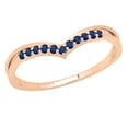 thumbnail image 1 of Dazzlingrock Collection Round Blue Sapphire Chevron Wedding Band for Women (Color Blue, Clarity Highly Included) in 18K Rose Gold, Size 10, 1 of 5