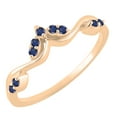 thumbnail image 1 of Dazzlingrock Collection Round Blue Sapphire Leaf Design Curved Fashion Wedding Band for Women (Color Blue, Clarity Highly Included) in 14K Rose Gold, Size 7, 1 of 1