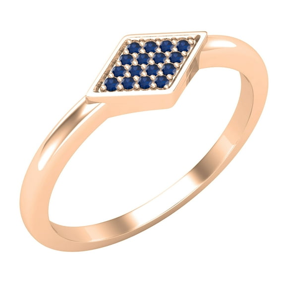 Dazzlingrock Collection Round Blue Sapphire Rhombus Stackable Wedding Band for Women (Color Blue, Clarity Highly Included) in 18K Rose Gold, Size 4