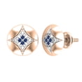 thumbnail image 1 of Dazzlingrock Collection Round Blue Sapphire Rounded Kite Shape Screwback Stud Earrings for Women (Color Blue, Clarity Highly Included) in 14K Rose Gold, 1 of 4