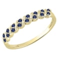 thumbnail image 1 of Dazzlingrock Collection Round Blue Sapphire Wave Style Stackable Wedding Band for Women (Color Blue, Clarity Highly Included) in 18K Yellow Gold, Size 9.5, 1 of 4