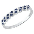 thumbnail image 1 of Dazzlingrock Collection Round Blue Sapphire Wave Style Stackable Wedding Band for Women (Color Blue, Clarity Highly Included) in 925 Sterling Silver, Size 9, 1 of 4