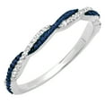 thumbnail image 1 of Dazzlingrock Collection Round Blue Sapphire & White Diamond Anniversary Swirl Stackable Wedding Band for Women (0.11 ctw, Color I-J, Clarity I1-I2) in 18K White Gold, Size 6, 1 of 6