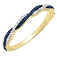 thumbnail image 1 of Dazzlingrock Collection Round Blue Sapphire & White Diamond Anniversary Swirl Stackable Wedding Band for Women (0.11 ctw, Color I-J, Clarity I1-I2) in 18K Yellow Gold, Size 6.5, 1 of 6