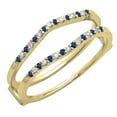 thumbnail image 1 of Dazzlingrock Collection Round Blue Sapphire & White Diamond Anniversary Wedding Double Band for Women in 14K Yellow Gold, Size 4, 1 of 5