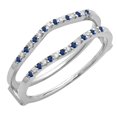 thumbnail image 1 of Dazzlingrock Collection Round Blue Sapphire, White Diamond Band for Her 10K White Gold Size 7, 1 of 5