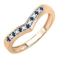 thumbnail image 1 of Dazzlingrock Collection Round Blue Sapphire and White Diamond Wedding Stackable Band Anniversary Guard Chevron Ring For Women in 18K Rose Gold, Size 4, 1 of 3