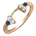 thumbnail image 1 of Dazzlingrock Collection Round Blue Sapphire and White Diamond Wedding Ring Guard Wrap Enhancer Band For Women in 10K Rose Gold, Size 8, 1 of 6
