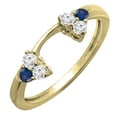 thumbnail image 1 of Dazzlingrock Collection Round Blue Sapphire and White Diamond Wedding Ring Guard Wrap Enhancer Band For Women in 10K Yellow Gold, Size 10, 1 of 6
