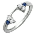 thumbnail image 1 of Dazzlingrock Collection Round Blue Sapphire and White Diamond Wedding Ring Guard Wrap Enhancer Band For Women in 14K White Gold, Size 7, 1 of 6