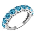 thumbnail image 1 of Dazzlingrock Collection Round Blue Topaz Anniversary Wedding Band for Women in 10K White Gold, Size 6, 1 of 4