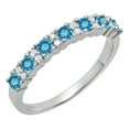 thumbnail image 1 of Dazzlingrock Collection Round Blue Topaz & White Diamond Bridal Anniversary Wedding Band for Women (0.12 ctw, Color I-J, Clarity I1-I2) in 14K White Gold, Size 6, 1 of 4