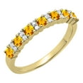 thumbnail image 1 of Dazzlingrock Collection Round Citrine & White Diamond Bridal Anniversary Wedding Band for Women (0.12 ctw, Color I-J, Clarity I1-I2) in 18K Yellow Gold, Size 8.5, 1 of 4