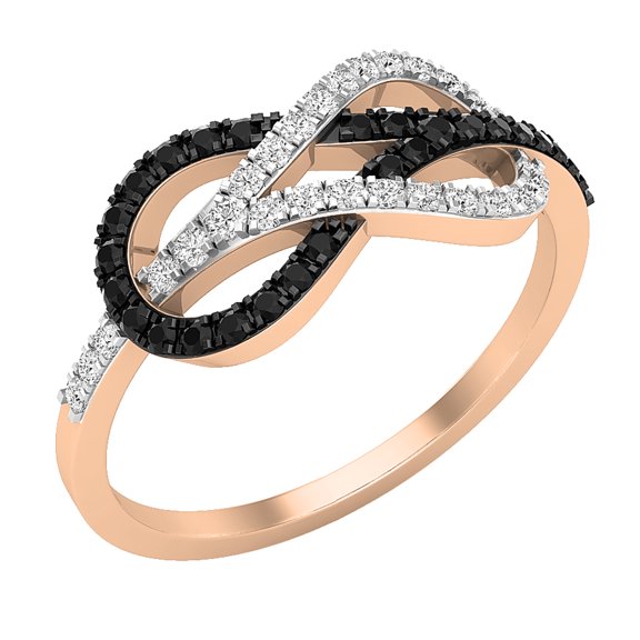Dazzlingrock Collection Round Enhanced Black & White Diamond Infinity Right Hand Ring for Women (0.35 ctw, Color I-J, Clarity I1-I2) in 14K Rose Gold, Size 9