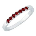 thumbnail image 1 of Dazzlingrock Collection Round Garnet 7 Stone Stackable Wedding Band for Women (Color Red, Clarity Moderately Included) in 18K White Gold, Size 4, 1 of 4