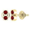 thumbnail image 1 of Dazzlingrock Collection Round Garnet Vertical 2 Stone Style Screwback Stud Earrings for Her (Color Red, Clarity Moderately Included) in 18K Yellow Gold, 1 of 4
