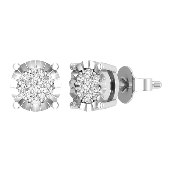 Dazzlingrock Collection Round Lab Grown White Diamond Illusion Style Pushback Stud Earring for Her (0.17 ctw, Color H-I, Clarity SI2) in 925 Sterling Silver