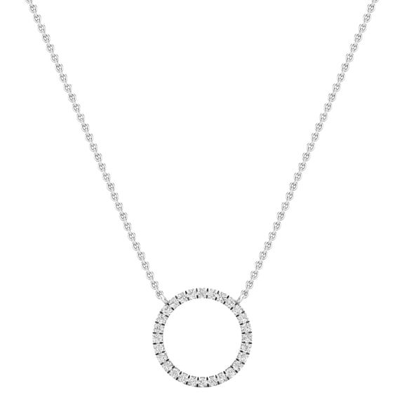 Dazzlingrock Collection Round Lab Grown White Diamond Open Circle of Life Pendant with 18 Inch Gold Chain for Women (0.33 ctw, Color H-I, Clarity SI2) in 14K White Gold