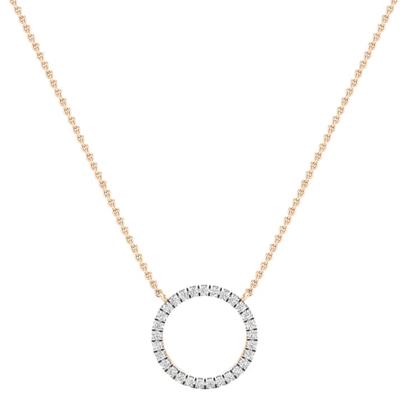 Dazzlingrock Collection Round Lab Grown White Diamond Open Circle of Life Pendant with 18 Inch Gold Chain for Women (0.50 ctw, Color H-I, Clarity SI2) in 14K Rose Gold