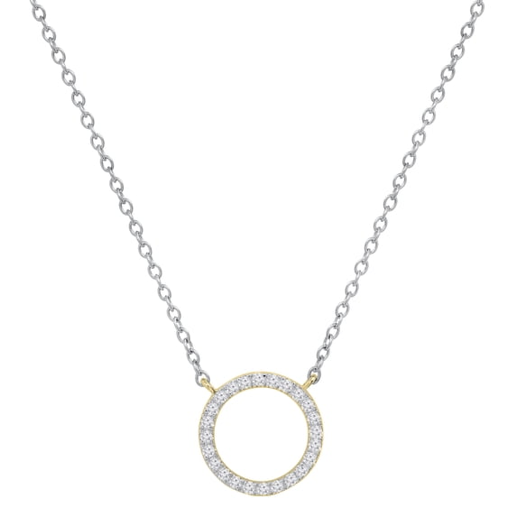 Dazzlingrock Collection Round Lab Grown White Diamond Open Circle of Life Pendant with 18 Inch Silver Chain for Women (0.20 ctw, Color H-I, Clarity SI2) in 14K Yellow Gold
