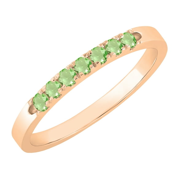 Dazzlingrock Collection Round Peridot 7 Stone Stackable Wedding Band for Women (Color Green, Clarity Moderately Included) in 10K Rose Gold, Size 4.5