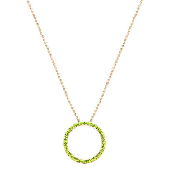 Dazzlingrock Collection Round Peridot Open Eternity Circle of Life Pendant for Women (Color Green, Clarity Moderately Included) in 18K Rose Gold