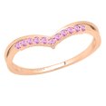 thumbnail image 1 of Dazzlingrock Collection Round Pink Sapphire Chevron Wedding Band for Women (Color Pink, Clarity Highly Included) in 14K Rose Gold, Size 5, 1 of 5