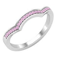 thumbnail image 1 of Dazzlingrock Collection Round Pink Sapphire Contour Curved Stackable Wedding Band for Women in 18K White Gold, Size 5, 1 of 4