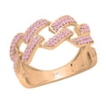 thumbnail image 1 of Dazzlingrock Collection Round Pink Sapphire Out Bling Cuban Link Band Ring for Women (Color Pink, Clarity Highly Included) in 14K Rose Gold, Size 5.5, 1 of 4